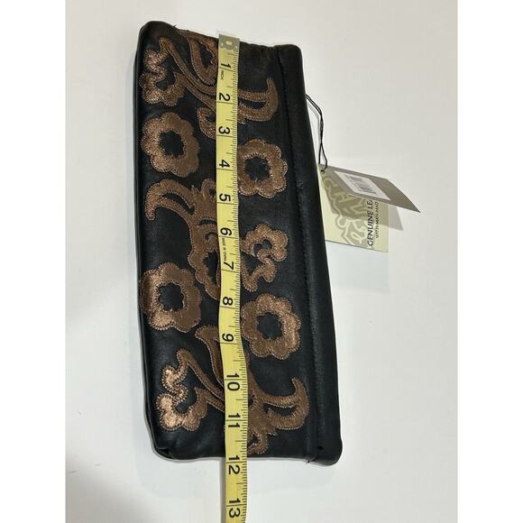 Vintage NWT Great American Leatherworks Black Bronze Leather Clutch Bag Purse - Picture 8 of 9